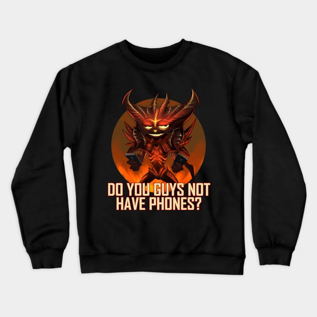 Diablo on Phones Crewneck Sweatshirt by JohanneLight
